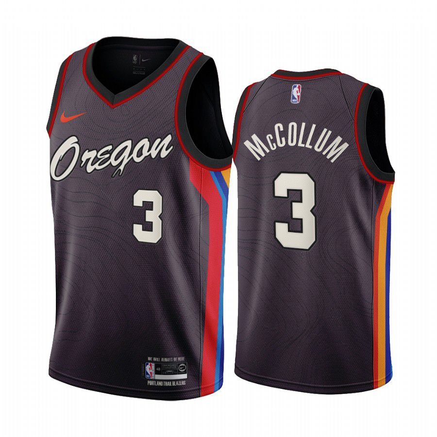 Men Portland Trail Blazers #3 mccollum chocolate city edition oregon 2020 nba jersey